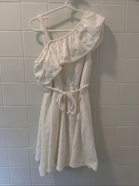 Speechless White One-Shoulder Eyelet Dress for Girls
